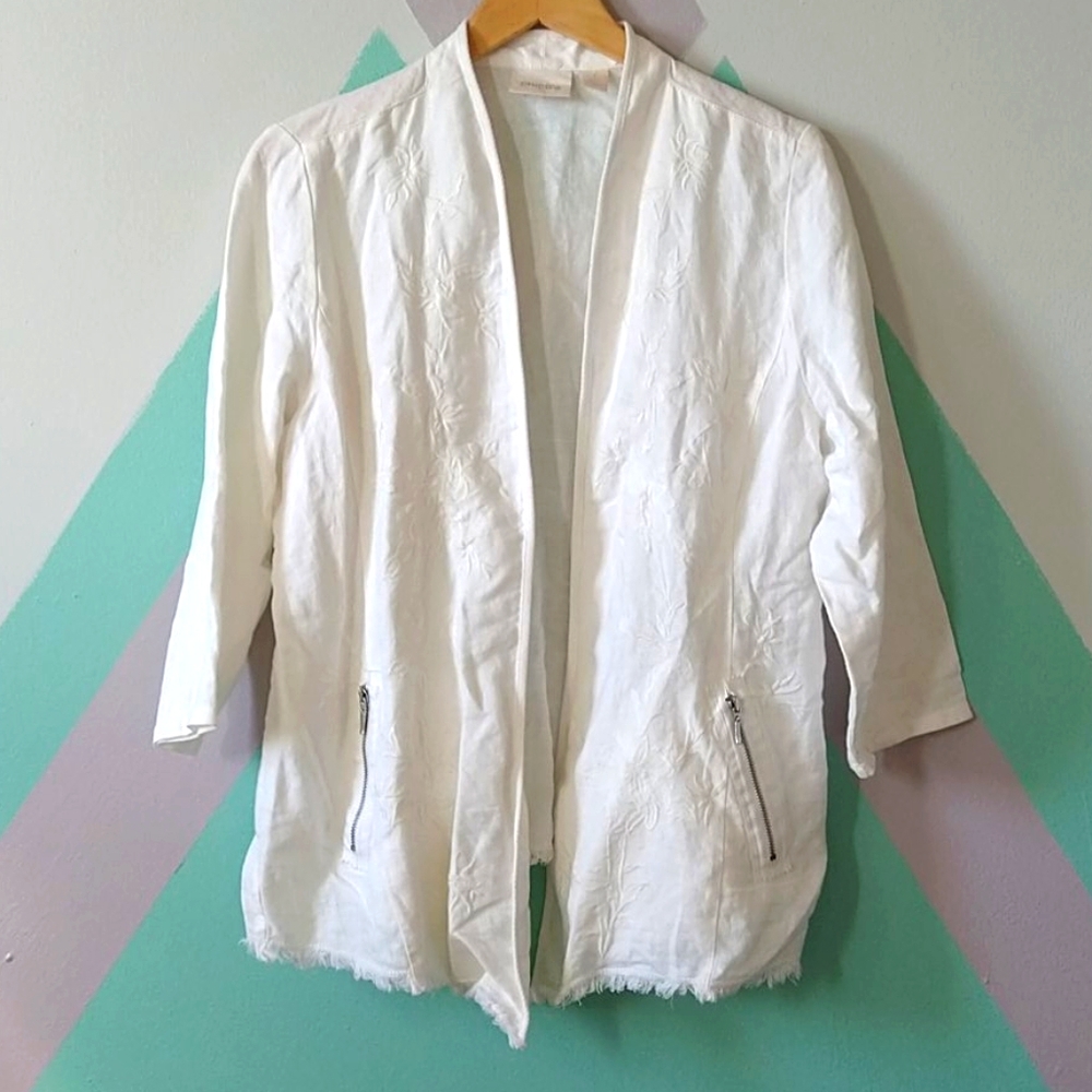 Chicos Size 1  100% Linen Jacket